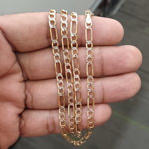 14kt real gold Figaro daimond cut chain 24 inches